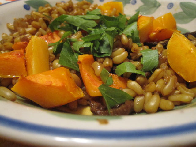 Kamut Berries with Porcini Mushrooms and Butternut Squash