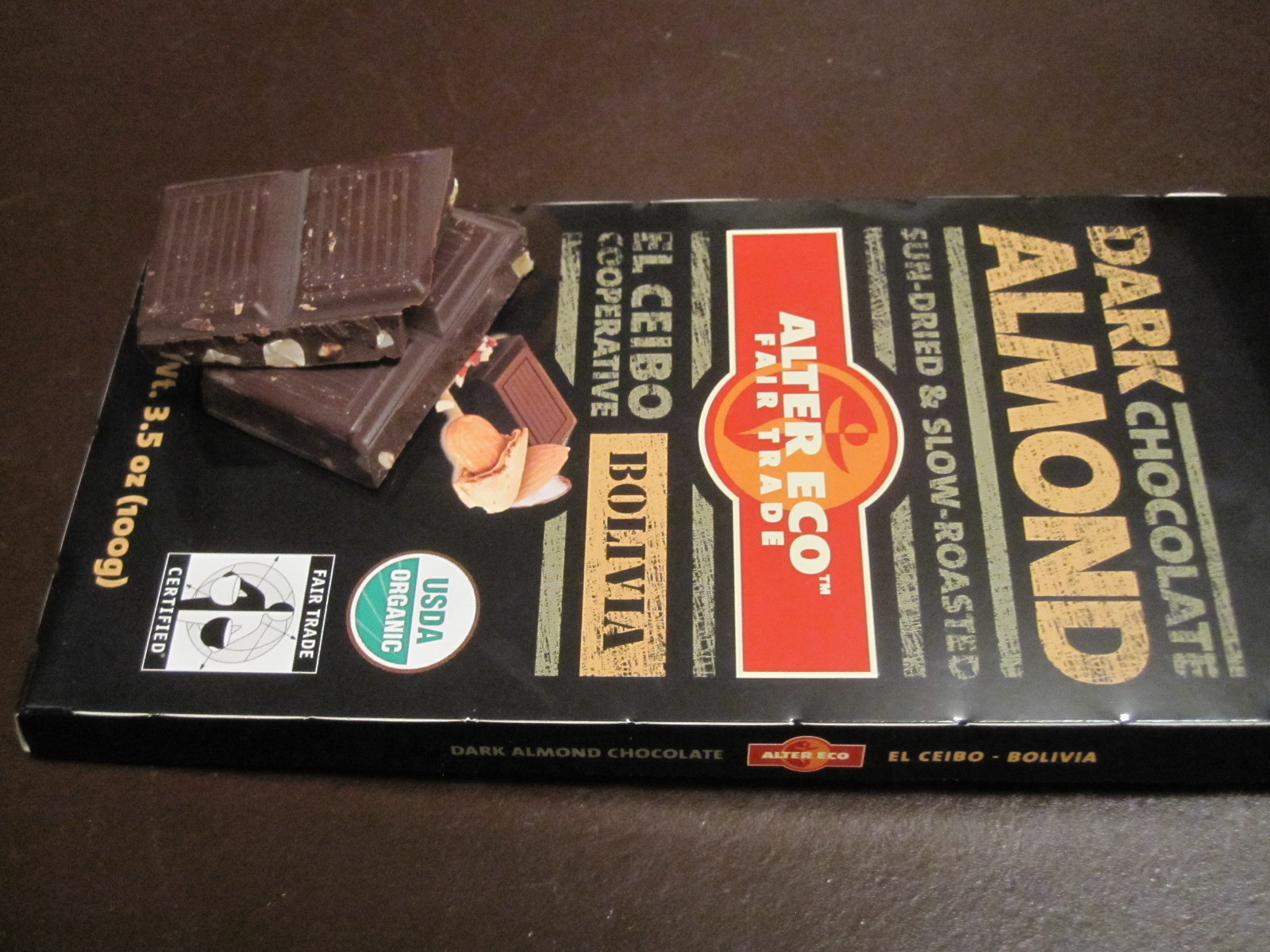 Accidentally Vegan: Alter Eco Fair Trade Organic Dark Chocolate Almond Bar!