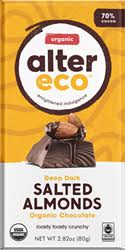 alter eco vegan dark chocolate salted almond bar review