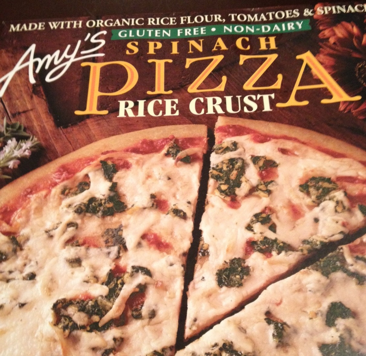 Amy’s Vegan Gluten-free Spinach Pizza with a Rice Crust