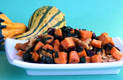 Roasted Sweet Potatoes Recipe & Kale with Cranberries
